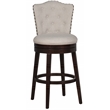 Home Square 2 Piece Fabric Swivel Counter Stool Set in Chocolate/Cream