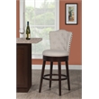 Home Square 2 Piece Fabric Swivel Counter Stool Set in Chocolate/Cream