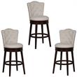 Home Square 3 Piece Fabric Swivel Counter Stool Set in Chocolate/Cream