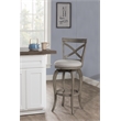 Home Square 2 Piece Fabric Upholstered X-Back Swivel Counter Stool Set in Gray
