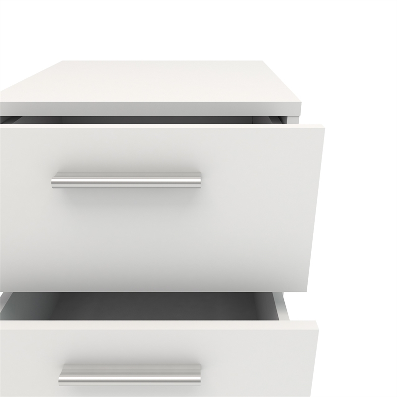Home Square 2 Piece Bedroom Set with 2 Two Drawer Nightstands in White