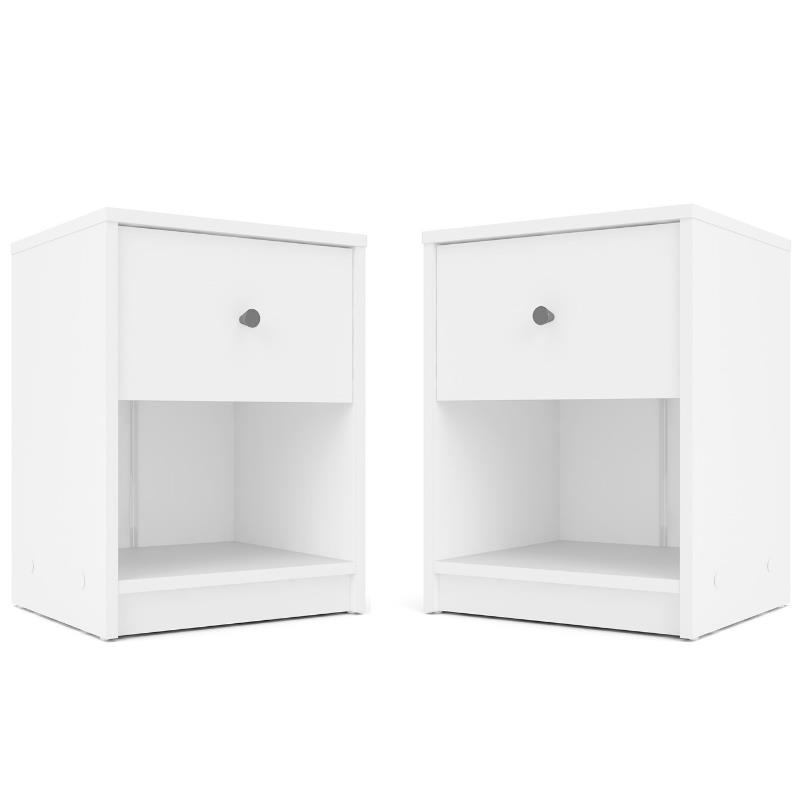 Home Square 2 Piece Bedroom Set with 2 One Drawer Nightstands in White