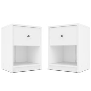 Home Square 2 Piece Bedroom Set with 2 One Drawer Nightstands in White