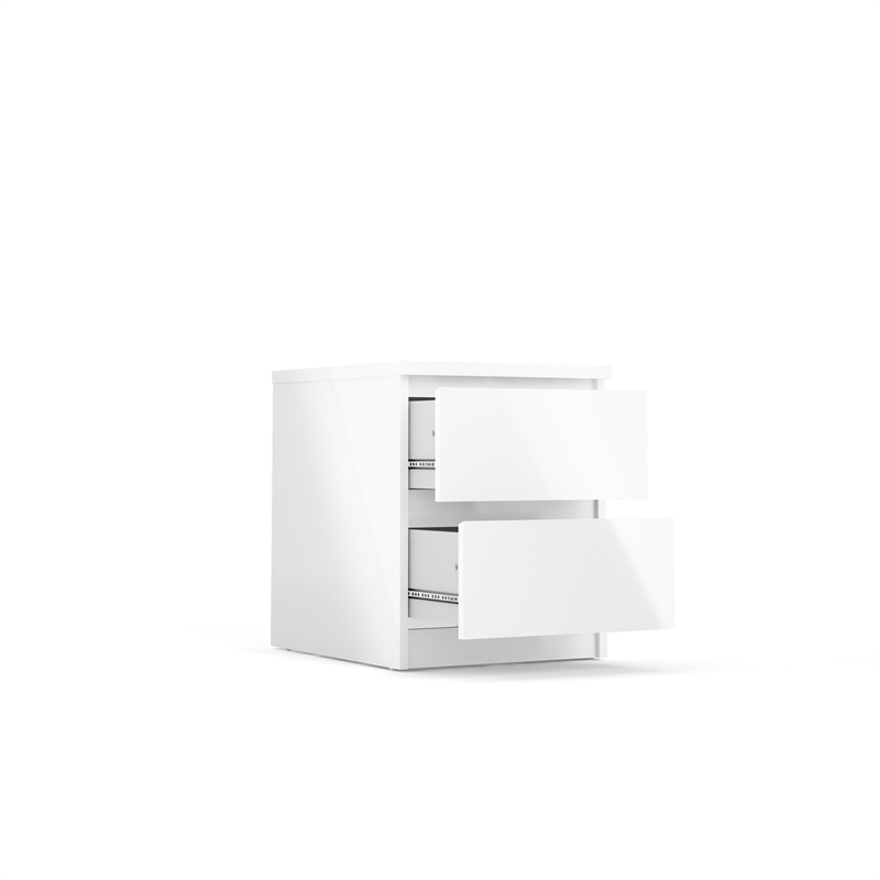 Home Square 2 Piece Bedroom Set with 2 Two Drawer Nightstands in High Gloss