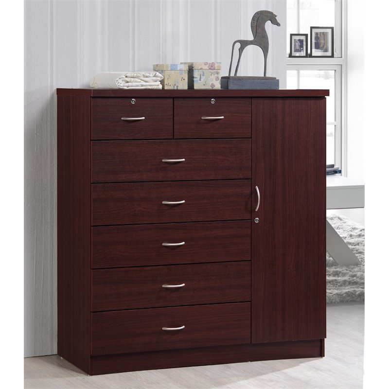 Home Square 2 Piece Bedroom Set with 2 Door Armoire and 7 Drawer Chest