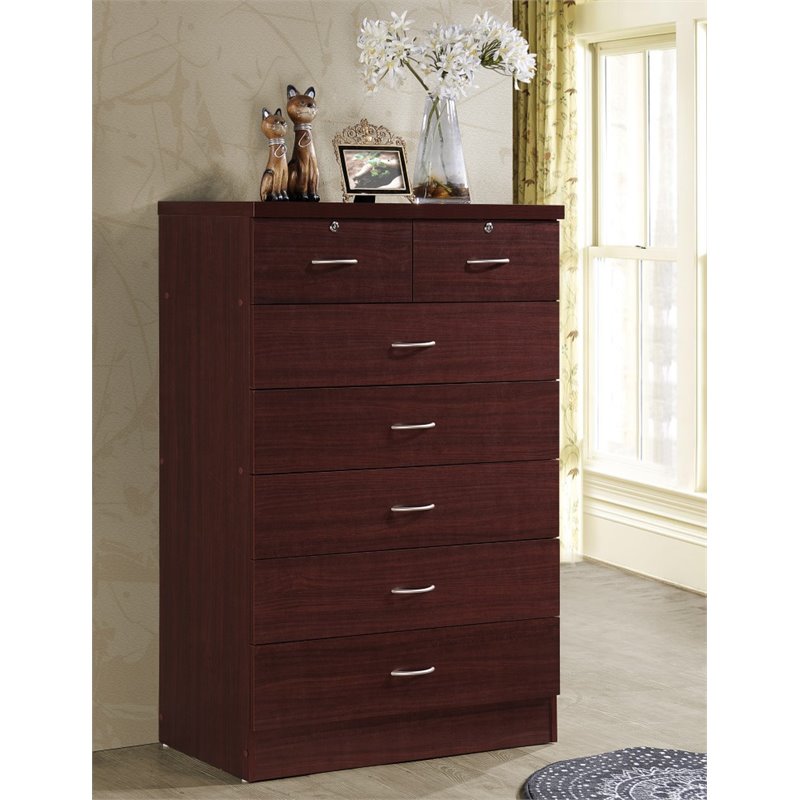 Home Square 2 Piece Bedroom Set with 2 Door Armoire and 7 Drawer Chest
