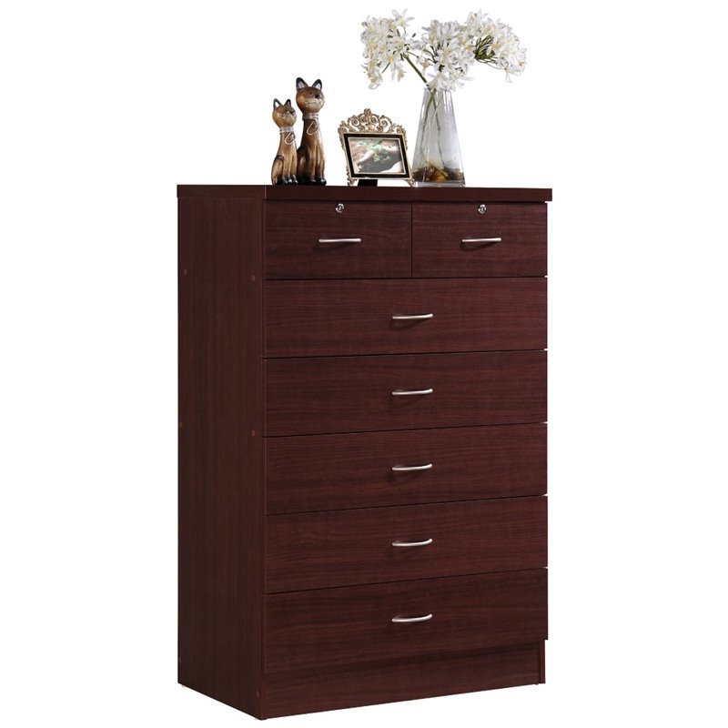 Home Square 2 Piece Bedroom Set with 2 Door Armoire and 7 Drawer Chest