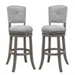 Home Square 2 Piece Swivel Wood Counter Stool Set in Antique Gray