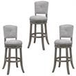 Home Square 3 Piece Swivel Wood Counter Stool Set in Antique Gray