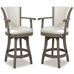 Home Square 2 Piece 27&quot Counter Height Bar Stool Set in Natural White