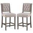 Home Square 2 Piece Upholstered Solid Wood Stationary Counter Stool Set in Gray