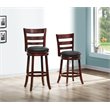 Home Square 2 Piece Ladderback Faux Leather Counter Stool Set in Dark Cherry