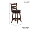 Home Square 3 Piece Ladderback Faux Leather Counter Stool Set in Dark Cherry