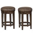 Home Square 2 Piece Swivel Upholstered Wood Barstool Set in Walnut