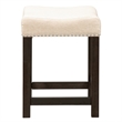 Home Square 2 Piece Upholstered Fabric Wood Frame Barstool Set in Ivory Cream