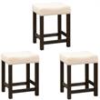 Home Square 3 Piece Upholstered Fabric Wood Frame Barstool Set in Ivory Cream