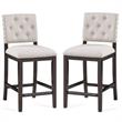 Home Square 2 Piece Solid Wood Stationary Counter Stool Set in Walnut
