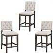 Home Square 3 Piece Solid Wood Stationary Counter Stool Set in Walnut