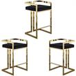 Home Square 2 Piece Velvet Counter Stool Set with Gold Metal Base in Black