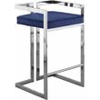 Home Square 2 Piece Velvet Counter Stool Set with Gray Metal Base in Navy