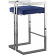 Home Square 2 Piece Velvet Counter Stool Set with Gray Metal Base in Navy