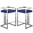 Home Square 2 Piece Velvet Counter Stool Set with Gray Metal Base in Navy