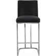 Home Square 3 Piece Silver Metal Base Velvet Counter Height Stool Set in Black