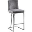 Home Square 3 Piece Silver Metal Base Velvet Counter Height Stool Set in Gray