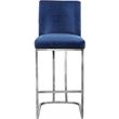 Home Square 3 Piece Silver Metal Base Velvet Counter Height Stool Set in Navy