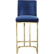 Home Square 3 Piece Gold Metal Base Velvet Counter Height Stool Set in Navy