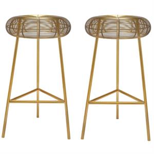 Home Square 2 Piece 26.5&quot Rich Metal Counter Stool Set in Gold