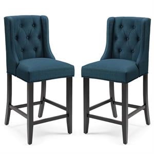 Home Square 2 Piece Fabric Upholstered 26&quotH Counter Stool Set in Azure