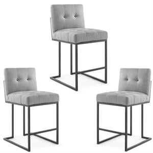 Home Square 3 Piece Fabric Upholstered 26&quotH Counter Stool Set - Black/Light Gray
