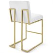 Home Square 3 Piece Fabric Upholstered Counter Stool Set in Gold/White