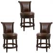 Home Square 3 Piece Upholstered Swivel Hardwood Barstool Set in Walnut