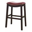 Home Square 2 Piece Saddle Faux Leather Counter Height Barstool Set in Red