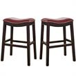 Home Square 2 Piece Saddle Faux Leather Counter Height Barstool Set in Red