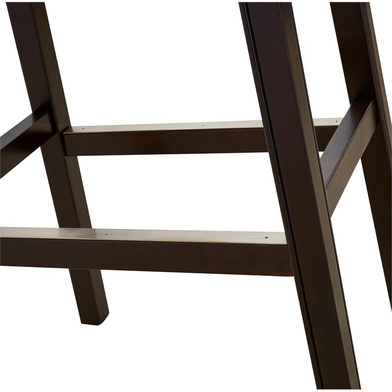 Home Square 3 Piece Saddle Faux Leather and Wood Barstool Set in Tan/Espresso