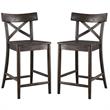 Home Square 2 Piece X-back Solid Wood Counter Stool Set in Dark Brown