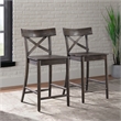 Home Square 3 Piece X-back Solid Wood Counter Stool Set in Dark Brown