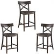 Home Square 3 Piece X-back Solid Wood Counter Stool Set in Dark Brown