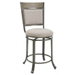 Home Square 2 Piece Upholstered Counter Stool Set with Metal Base in Pewter