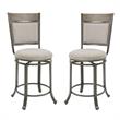 Home Square 2 Piece Upholstered Counter Stool Set with Metal Base in Pewter
