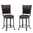 Home Square 2 Piece PU Upholstery Counter Stool Set in Rustic Umber Brown