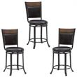 Home Square 3 Piece PU Upholstery Counter Stool Set in Rustic Umber Brown