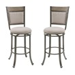 Home Square 2 Piece Upholstered Bar Stool Set with Metal Base in Pewter