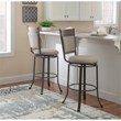 Home Square 2 Piece Upholstered Bar Stool Set with Metal Base in Pewter