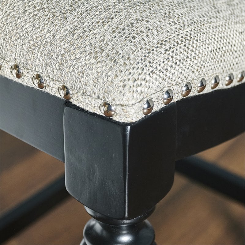 Home Square 2 Piece Saddle Polyester Upholstery Wood Counter Stool Set in Black