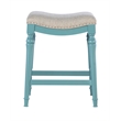 Home Square 2 Piece Saddle Polyester Upholstery Wood Counter Stool Set in Blue