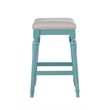 Home Square 2 Piece Saddle Polyester Upholstery Wood Counter Stool Set in Blue